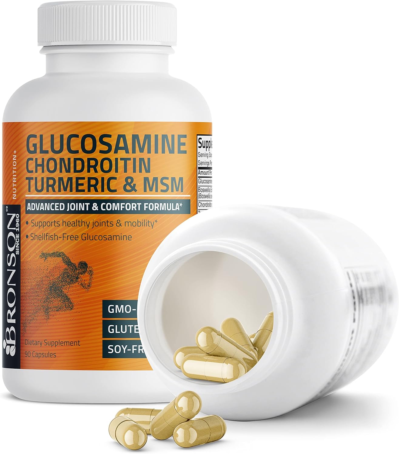 Bronson Advanced Joint Support Formula with Glucosamine, Chondroitin, Turmeric & MSM - 90 Capsules, Non-GMO - Promotes Healthy Joints & Mobility - BoostGo Australia