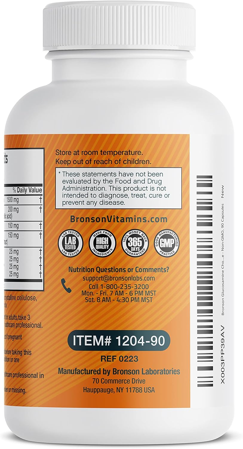 Bronson Advanced Joint Support Formula with Glucosamine, Chondroitin, Turmeric & MSM - 90 Capsules, Non-GMO - Promotes Healthy Joints & Mobility - BoostGo Australia