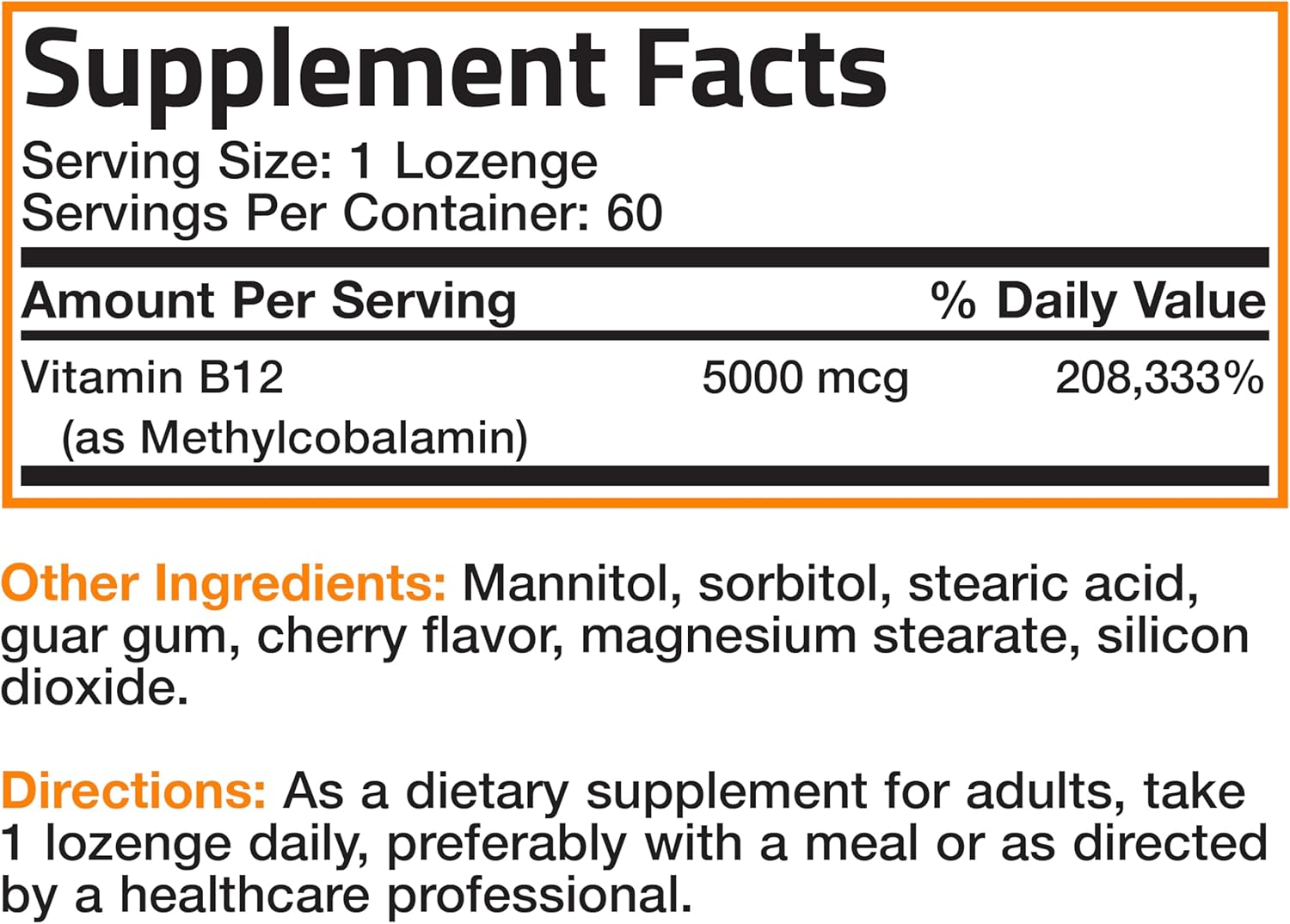 Bronson Methyl B12 5000 mcg Lozenges for Energy & Brain Support