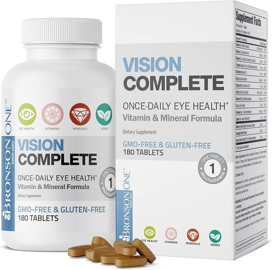 Bronson ONE Daily Vision Multivitamin Mineral Supplement for Complete Eye Health, 180 Tablets