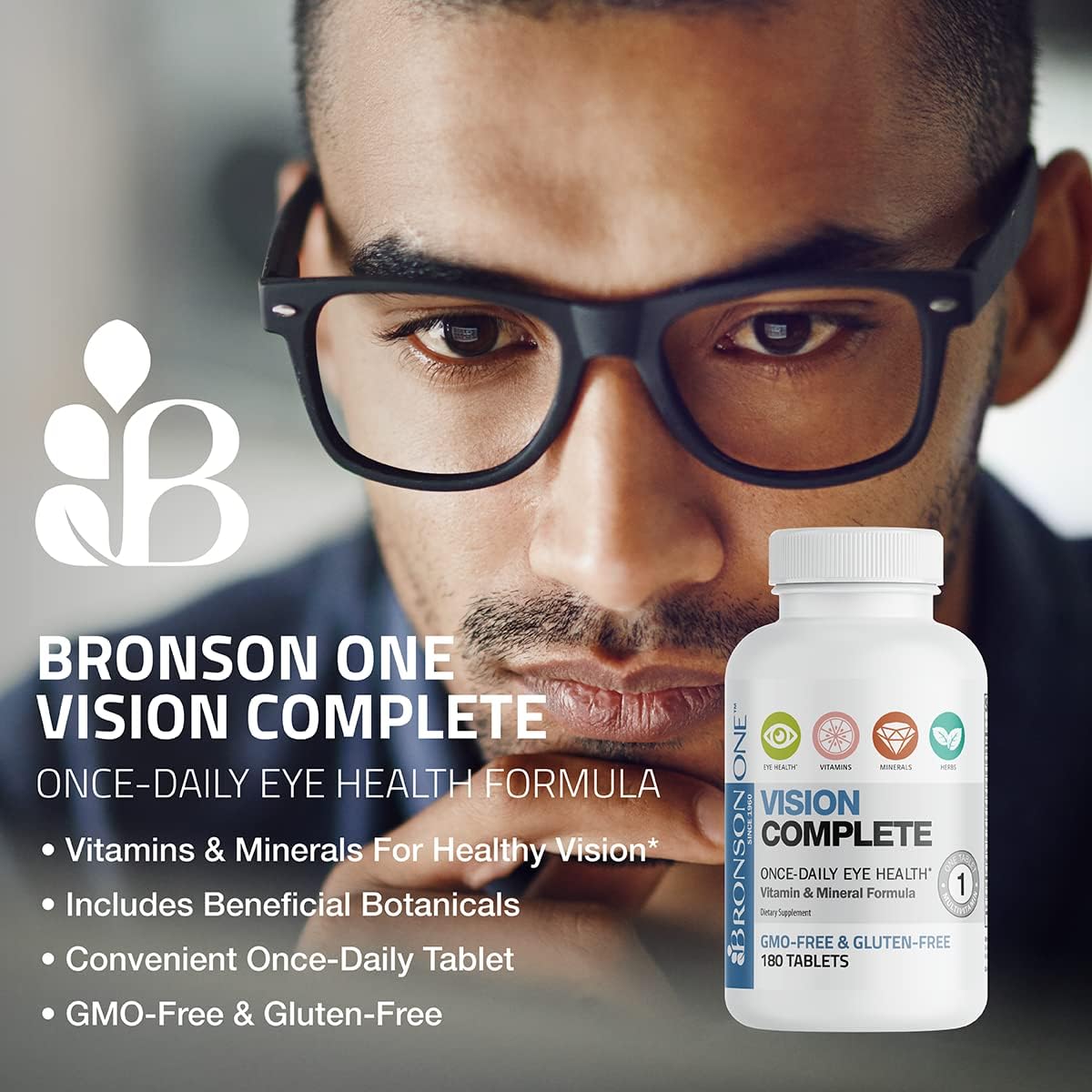 Bronson ONE Daily Vision Multivitamin Mineral Supplement for Complete Eye Health, 180 Tablets