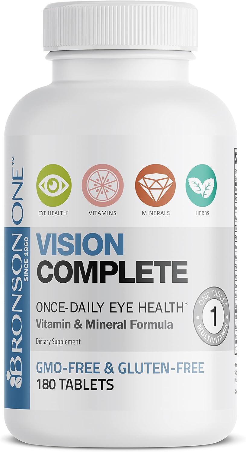 Bronson ONE Daily Vision Multivitamin Mineral Supplement for Complete Eye Health, 180 Tablets