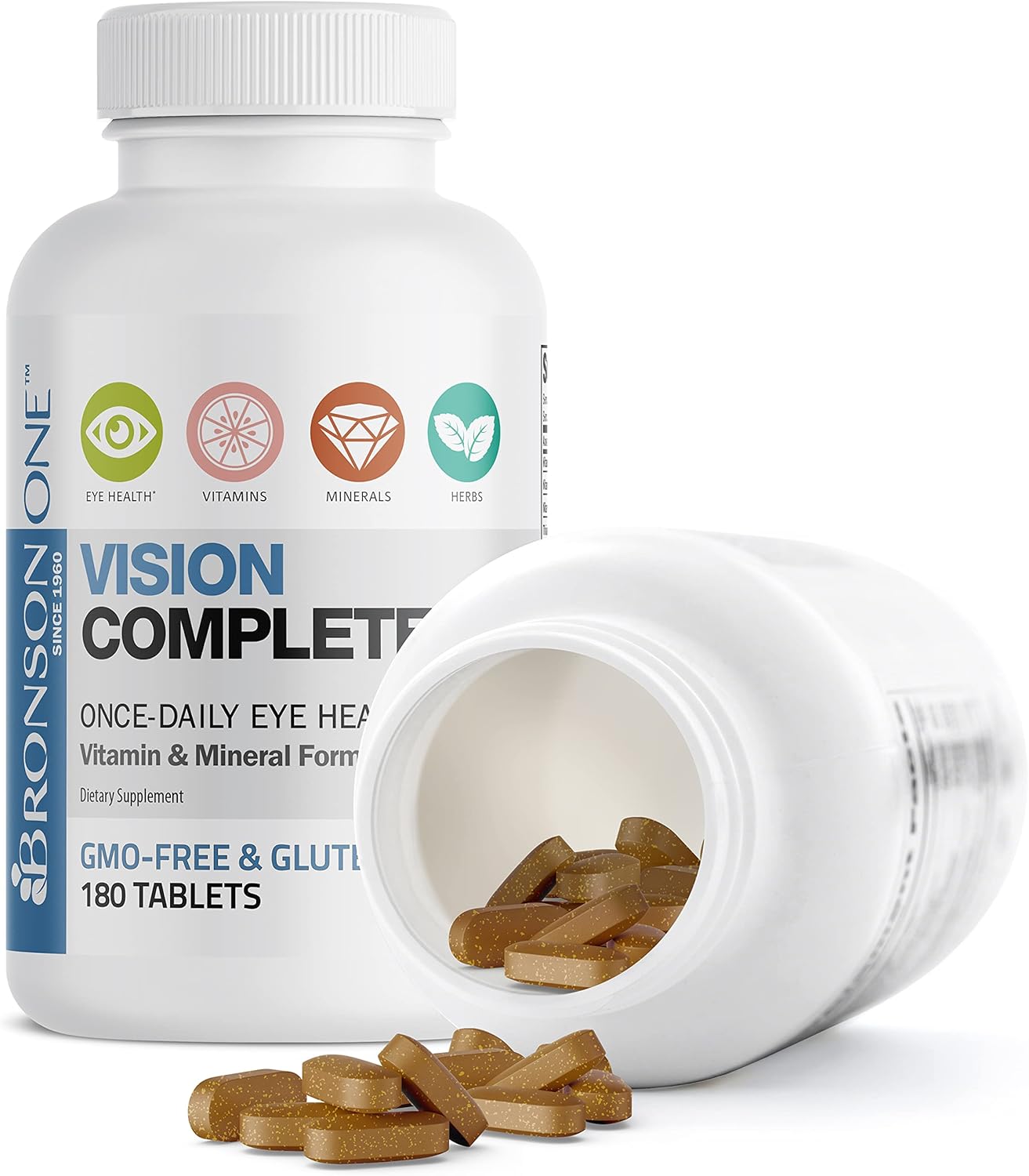 Bronson ONE Daily Vision Multivitamin Mineral Supplement for Complete Eye Health, 180 Tablets
