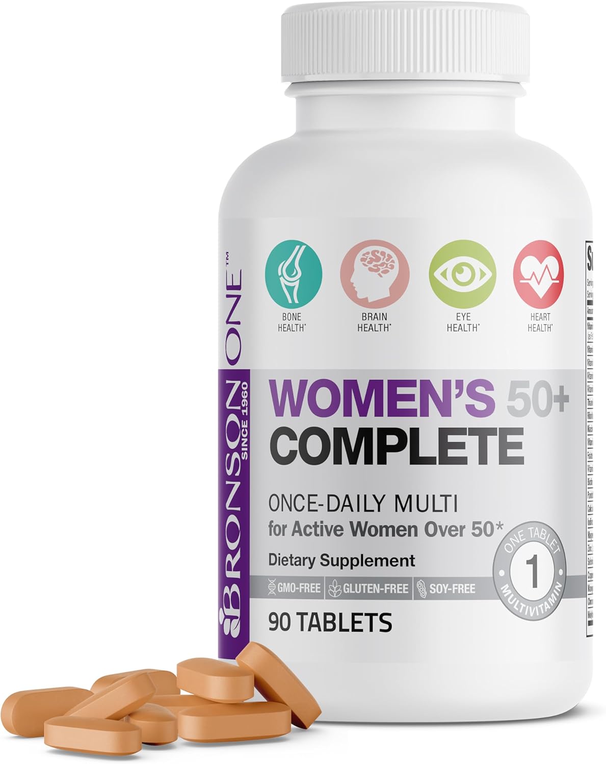 Bronson ONE Daily Women's 50+ Multivitamin with Minerals, 90 Tablets
