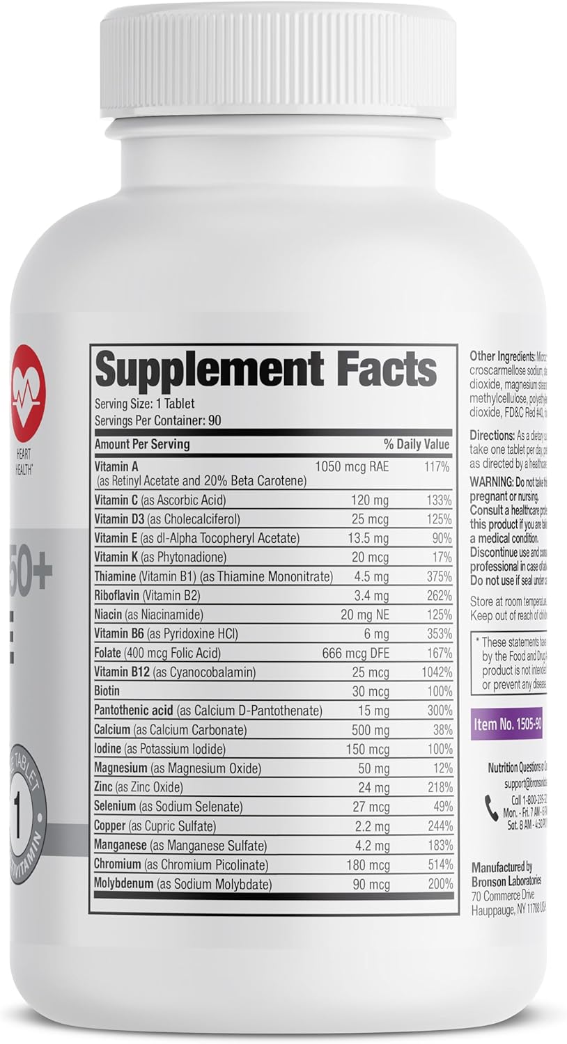 Bronson ONE Daily Women's 50+ Multivitamin with Minerals, 90 Tablets