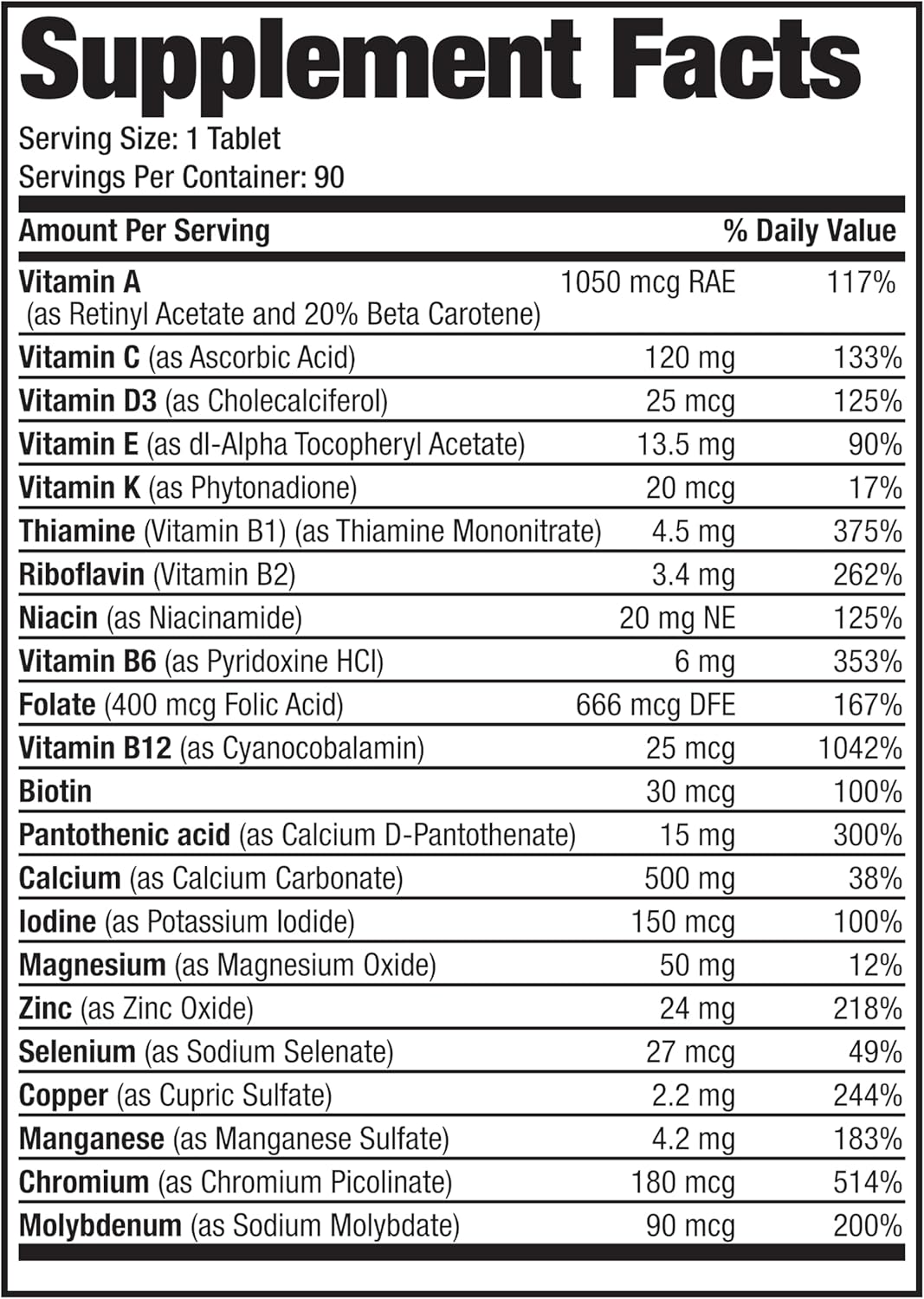 Bronson ONE Daily Women's 50+ Multivitamin with Minerals, 90 Tablets