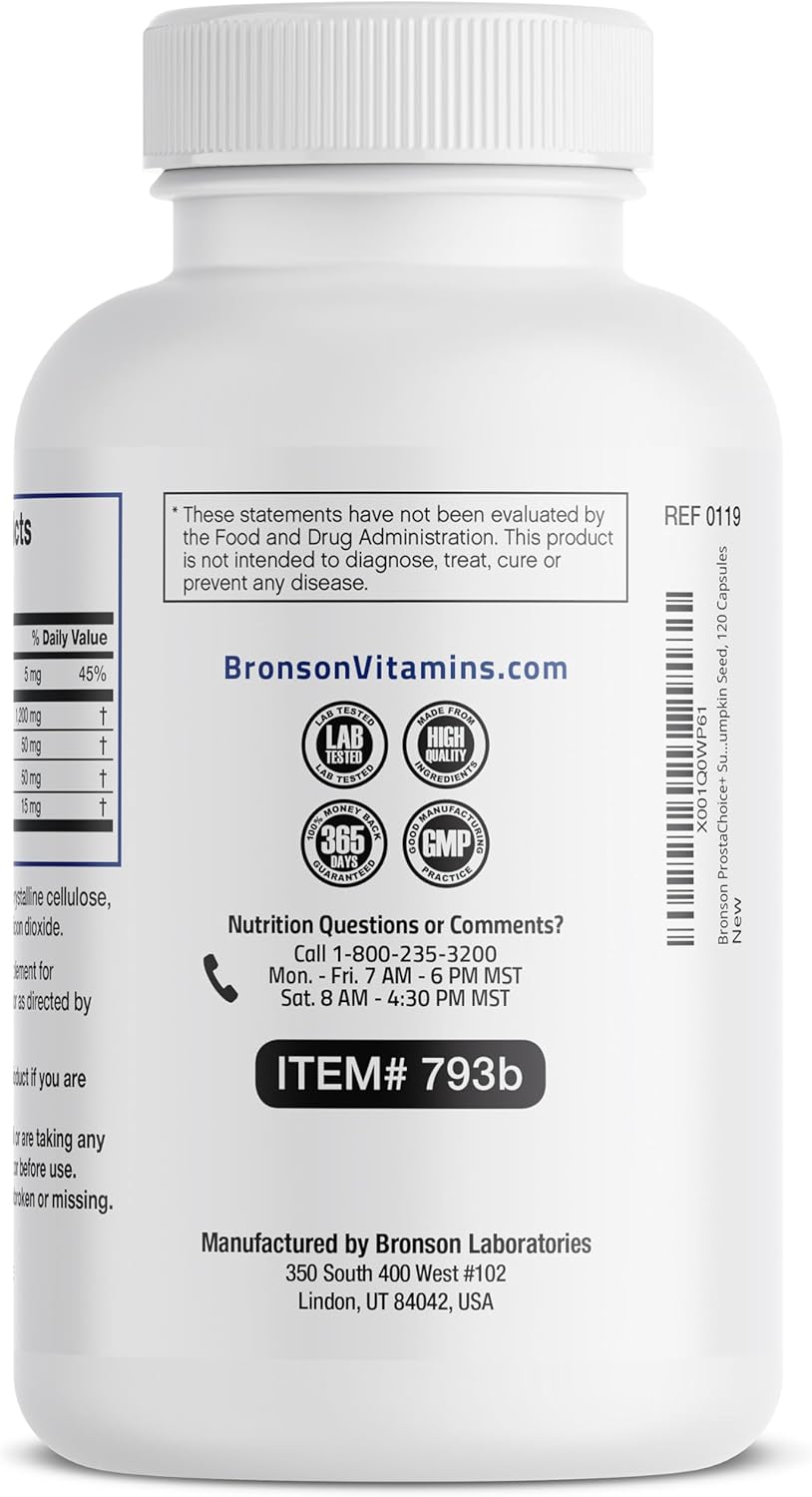 Bronson Prostate Health Support Supplement - 120 Capsules for Men's Prostate Health