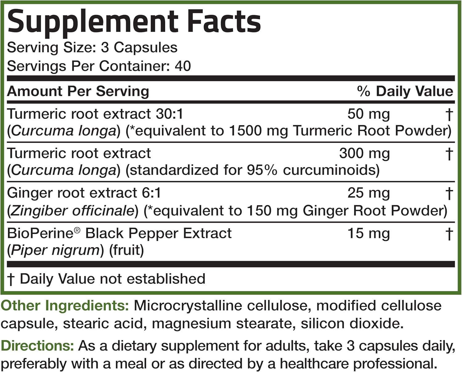 Bronson Turmeric and Ginger Extra Strength Capsules with BioPerine for Joint Health and Digestion Support, 120 Vegetarian Capsules