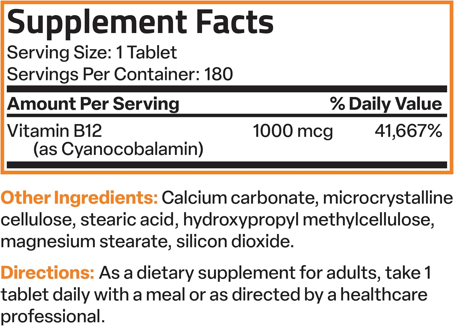 Bronson Vitamin B12 1000 MCG Sustained Release Tablets for Nervous System and Energy, 180 Tablets.
