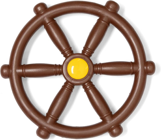 Brown Pirate Ship Wheel for Kids Playground - Fun Jungle Gym Steering Wheel Swing Set Attachment for Backyard Treehouse or Swing Set