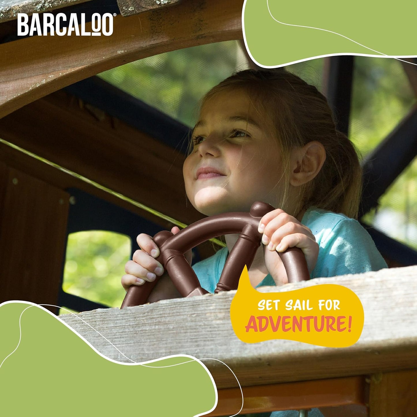 Brown Pirate Ship Wheel for Kids Playground - Fun Jungle Gym Steering Wheel Swing Set Attachment for Backyard Treehouse or Swing Set