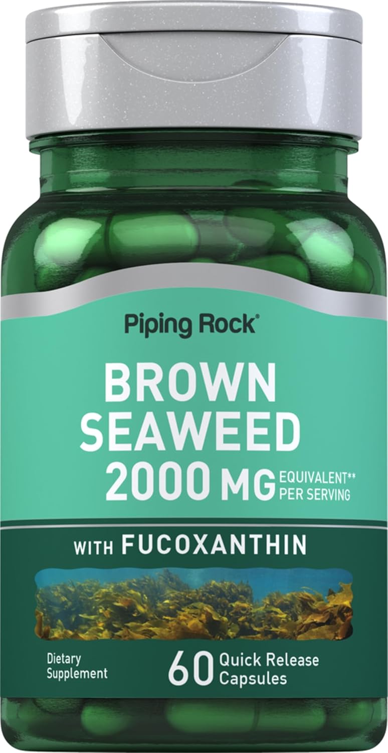 Brown Seaweed Capsules 2000mg | 60 Count | Fucoxanthin Extract Supplement | Non-GMO, Gluten Free by Piping Rock