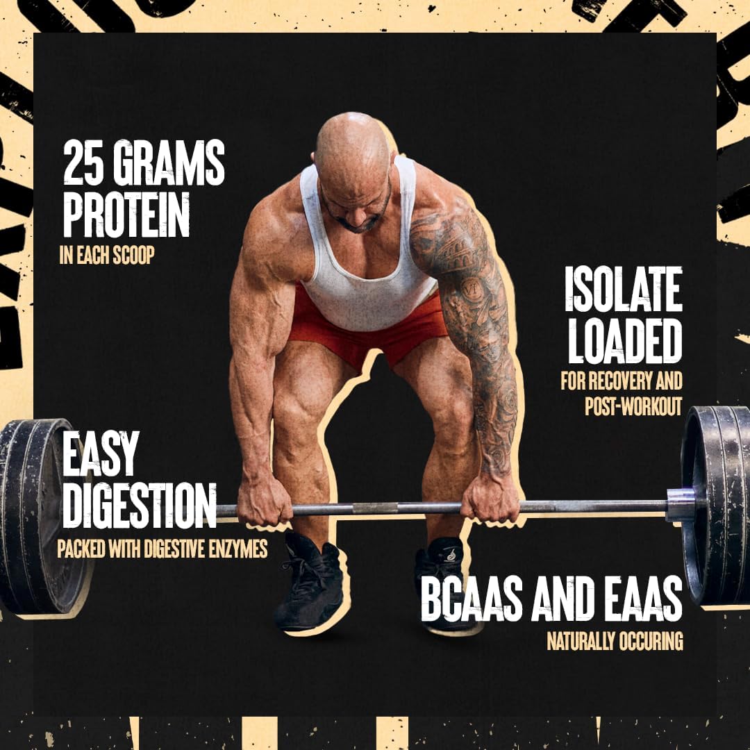Brownie Batter Animal Whey Isolate Protein Powder with Digestive Enzymes - 25g Protein for Pre & Post Workout Muscle Building and Recovery - Men & Women Friendly - Great Taste, Low Sugar - 2 lbs