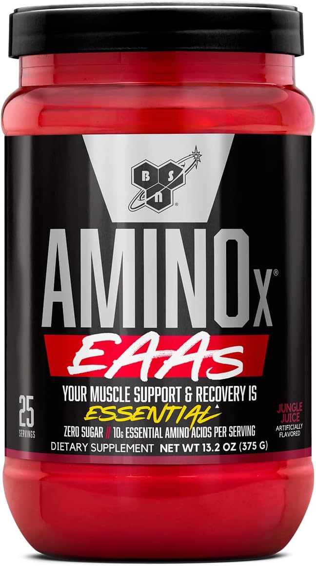 BSN Amino X EAAs: Jungle Juice Flavor, 10g Amino Acids, 5g BCAAs, Sugar-Free, Caffeine-Free, 25 Servings