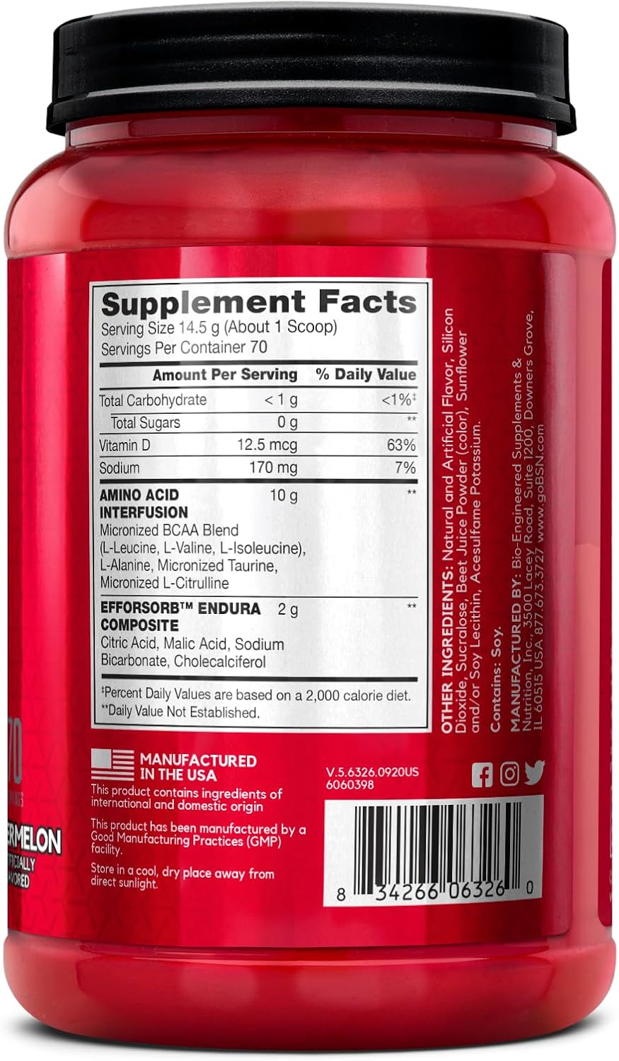 BSN Amino X Watermelon Flavor Muscle Recovery Powder - 70 Servings, Keto Friendly, BCAA & Amino Acids for Endurance