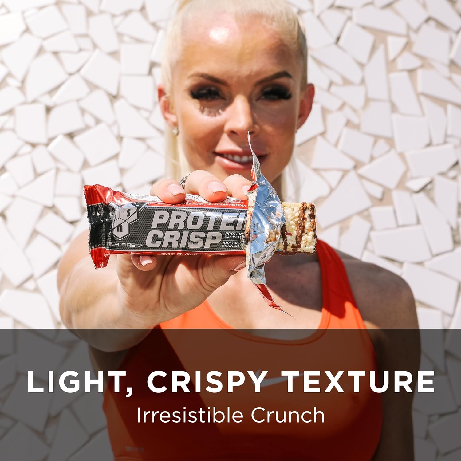 BSN Protein Crisp Bar, Peanut Butter Crunch, 12 Count - Whey Protein & Fiber, Gluten Free Snack Bars