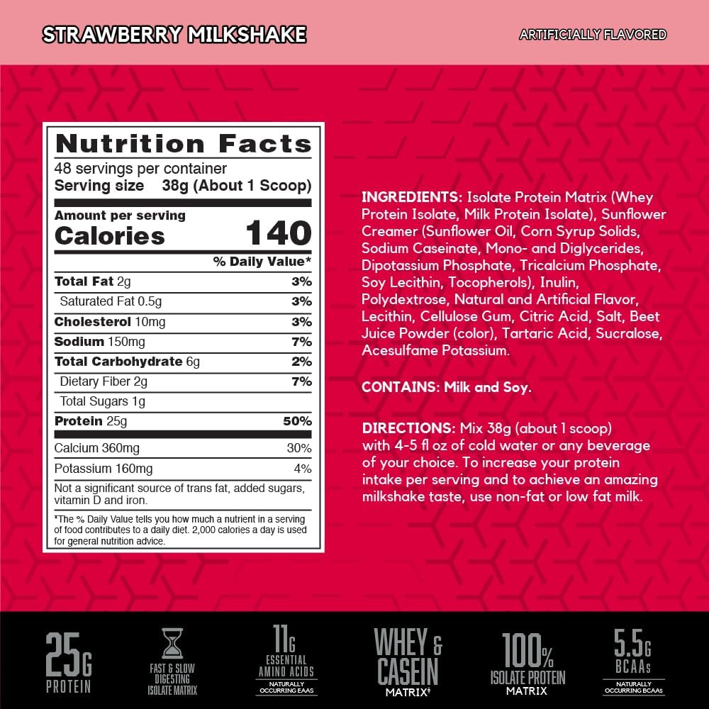 BSN SYNTHA-6 Isolate Strawberry Milkshake Protein Powder - 48 Servings