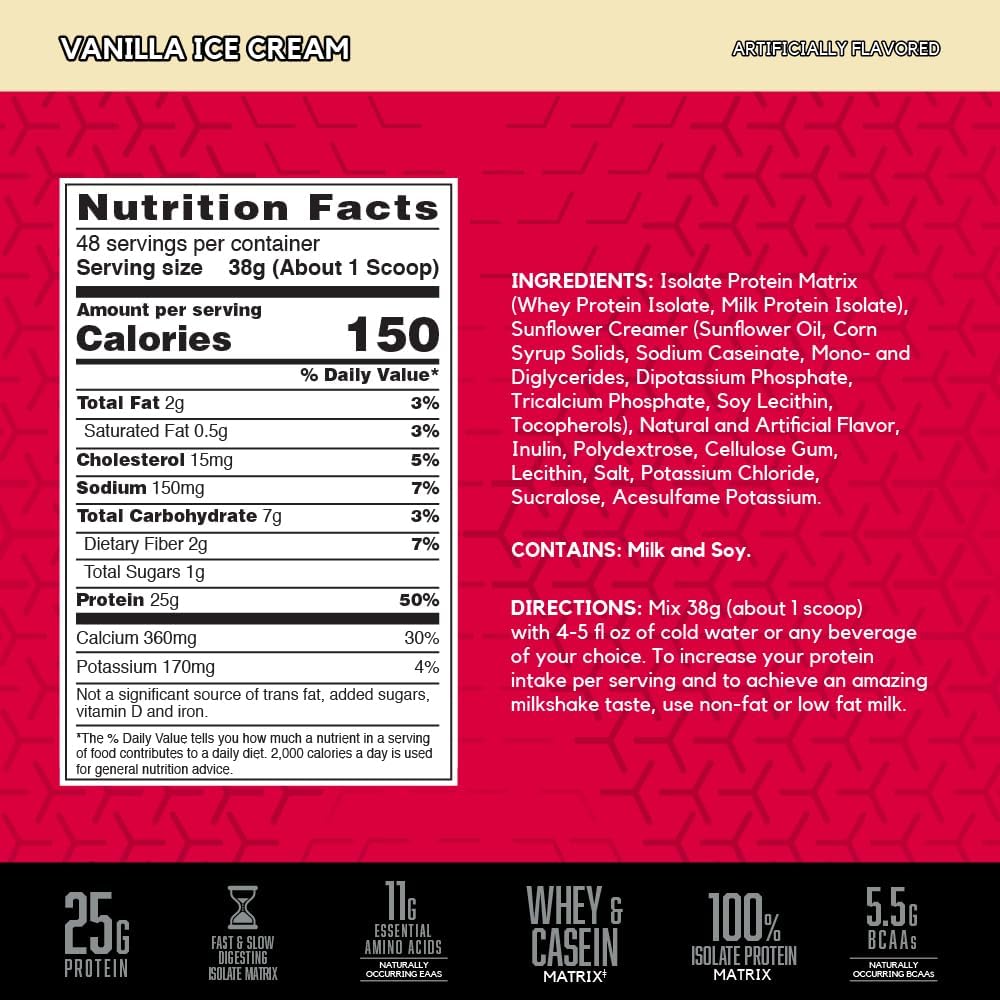 BSN SYNTHA-6 ISOLATE Vanilla Ice Cream Protein Powder - 4.02 lb (48 servings)