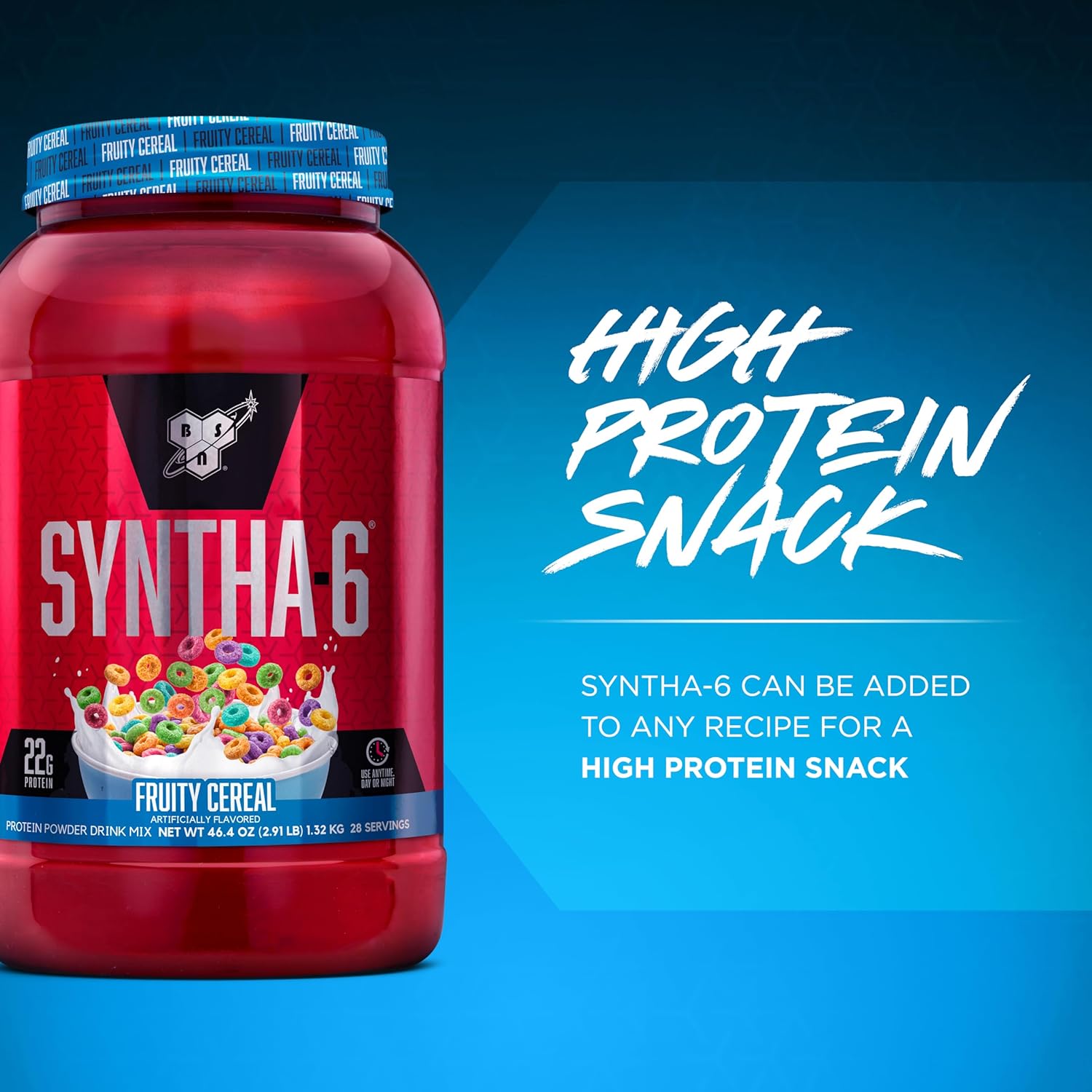 BSN SYNTHA-6 Whey Protein Powder with Micellar Casein and Milk Isolate, Fruity Cereal Flavor, 28 Servings