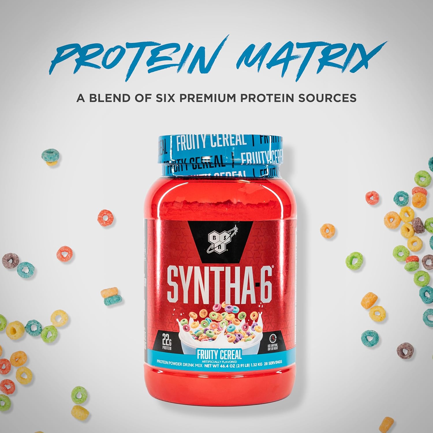 BSN SYNTHA-6 Whey Protein Powder with Micellar Casein and Milk Isolate, Fruity Cereal Flavor, 28 Servings