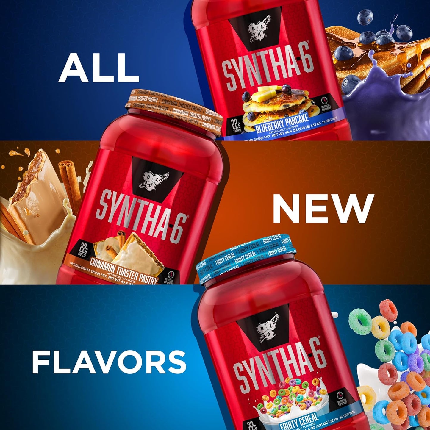 BSN SYNTHA-6 Whey Protein Powder with Micellar Casein and Milk Isolate, Fruity Cereal Flavor, 28 Servings