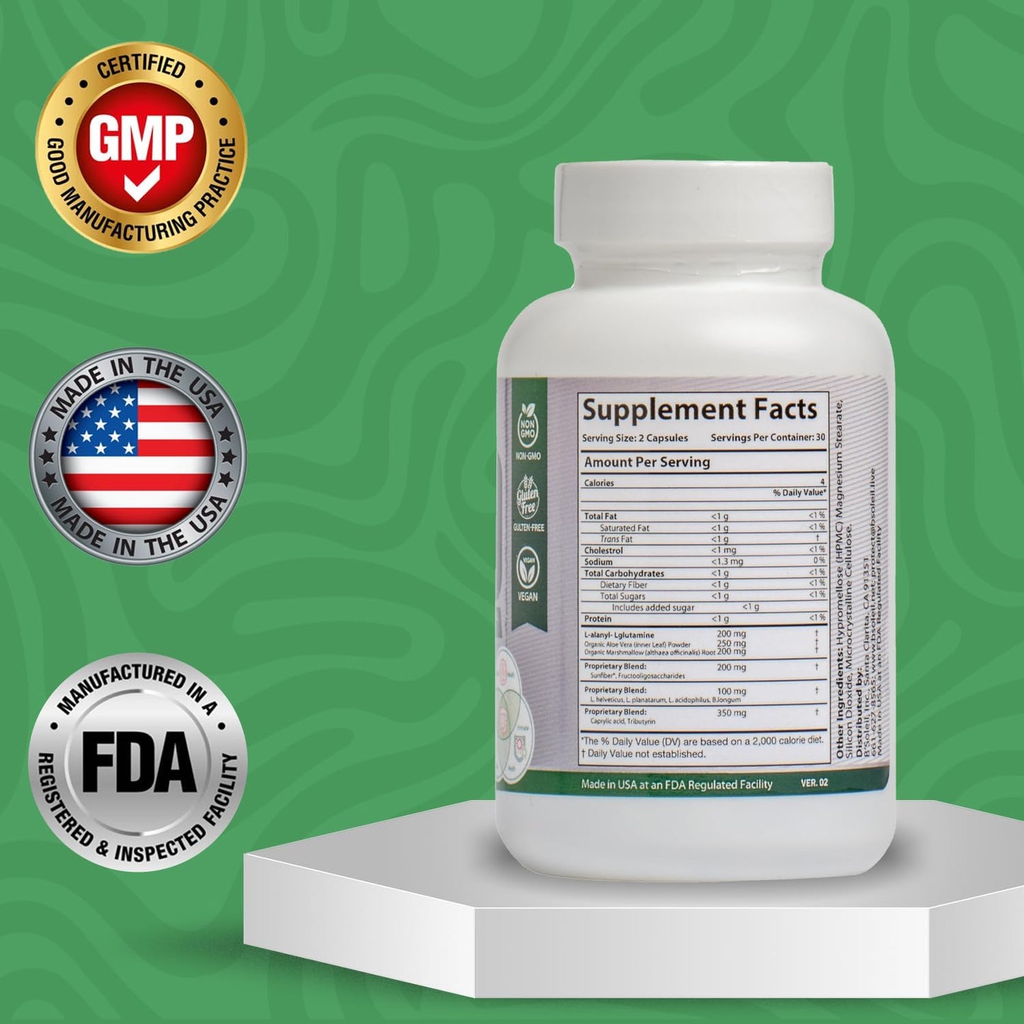 B'Soleil Advanced Gut Health Probiotics Bundle - Pre, Pro & Post Biotics - Natural Gastrointestinal Support - Gluten Free, Vegan & Non-GMO - 25 Billion CFU - 60 Capsules x3