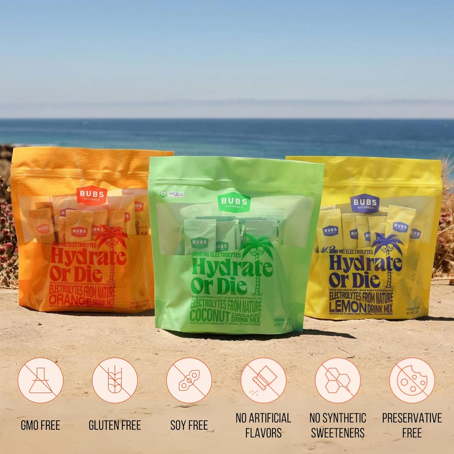 BUBS Naturals Electrolyte Powder Variety Pack - All-Natural Hydration Powder with Energy Boost & Recovery Support - Keto, Gluten-Free, No Sugar Added - 18 Servings