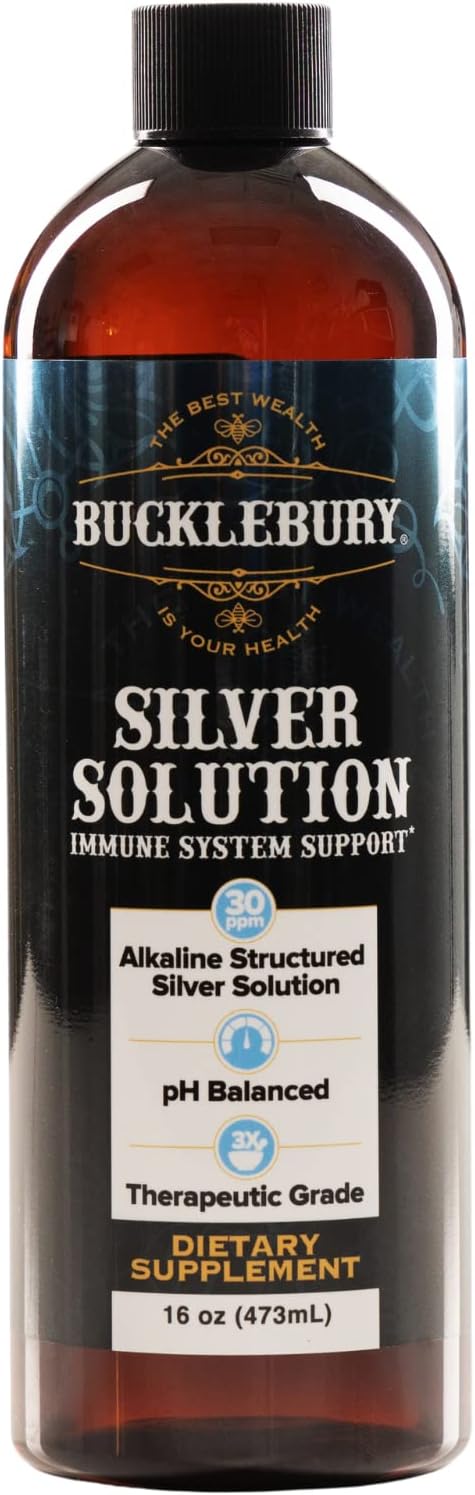 BUCKLEBURY pH Balanced Silver Solution - Alkaline Structured Liquid for Immune Support - 30ppm, 16 oz - Gluten Free