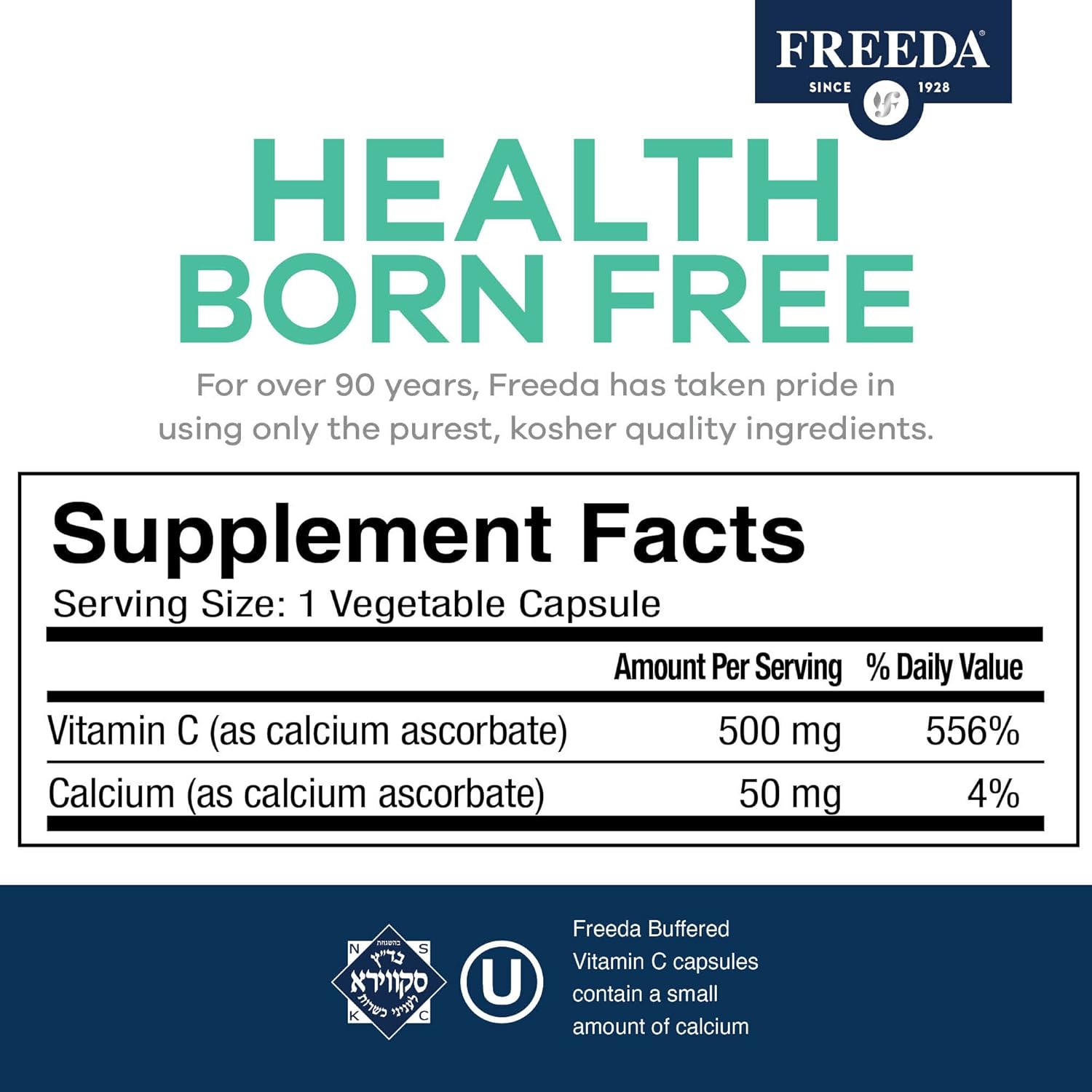 Buffered Vitamin C 500mg Capsules - Powerful Antioxidant Immune Support - Gentle on Stomach - Kosher - Vitamin C Supplement (100 Count)