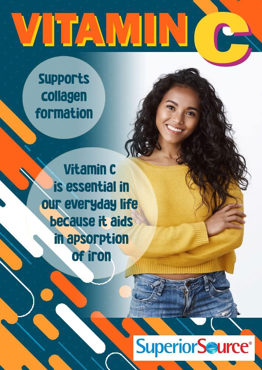 Buffered Vitamin C Tangy Orange Melts - Superior Source 500mg MicroLingual Tablets for Immune System Booster and Energy - 90 Count