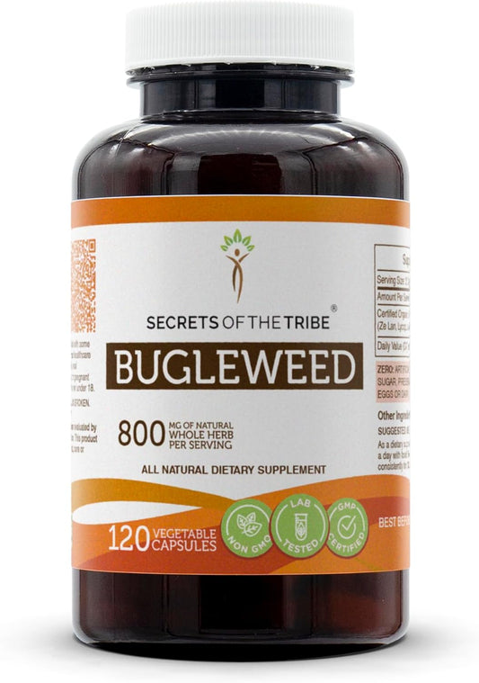 Bugleweed Capsules 800mg - Organic Bugleweed (Lycopus Virginicus) Dried Herb Supplement 120 Capsules - Secrets of the Tribe