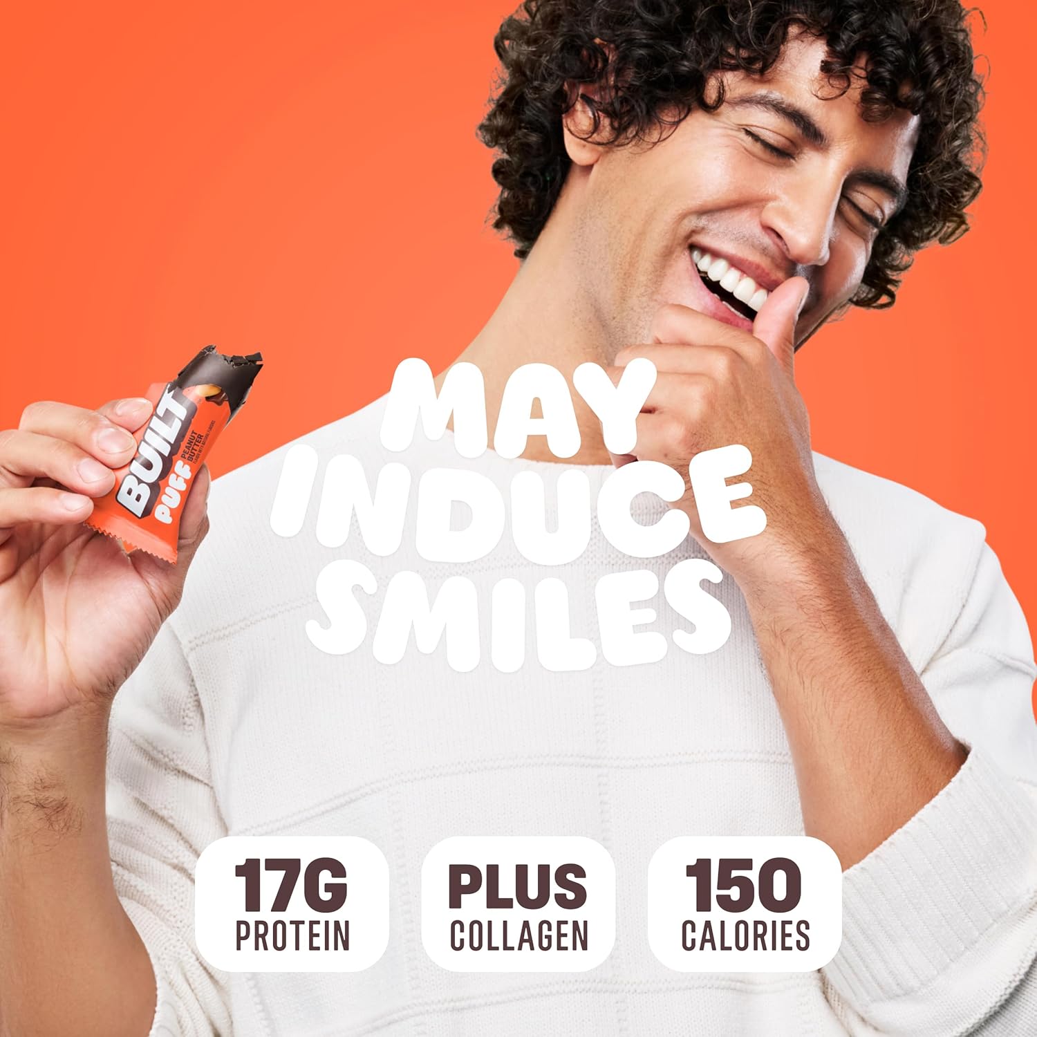 Built Bar Peanut Butter Puff Protein Bars - High Protein Snacks with 17g Protein, 160 Calories, 6g Sugar, Collagen, 12 Count