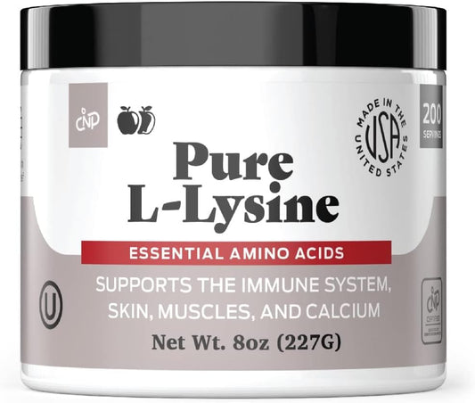 Bulk 8oz L-Lysine Powder Supplement - Natural Product with 200 Servings