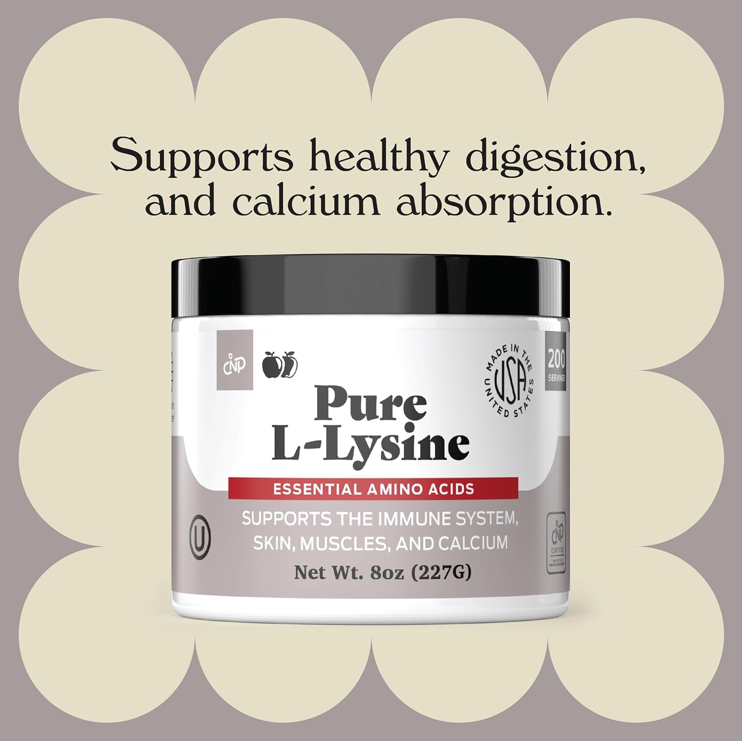 Bulk 8oz L-Lysine Powder Supplement - Natural Product with 200 Servings