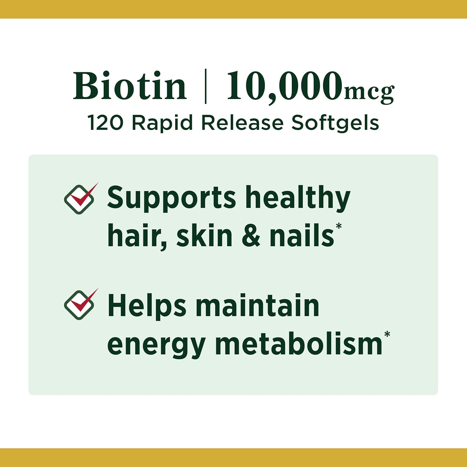Bulk Pack Nature's Bounty Biotin 10,000 mcg Softgels - 120 Count x 10