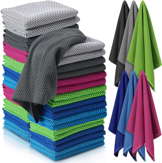 Bulk Pack of 120 Redbaker Cooling Towels for Neck and Face - Quick Dry Microfiber Ice Towels for Hot Weather Sports and Fitness