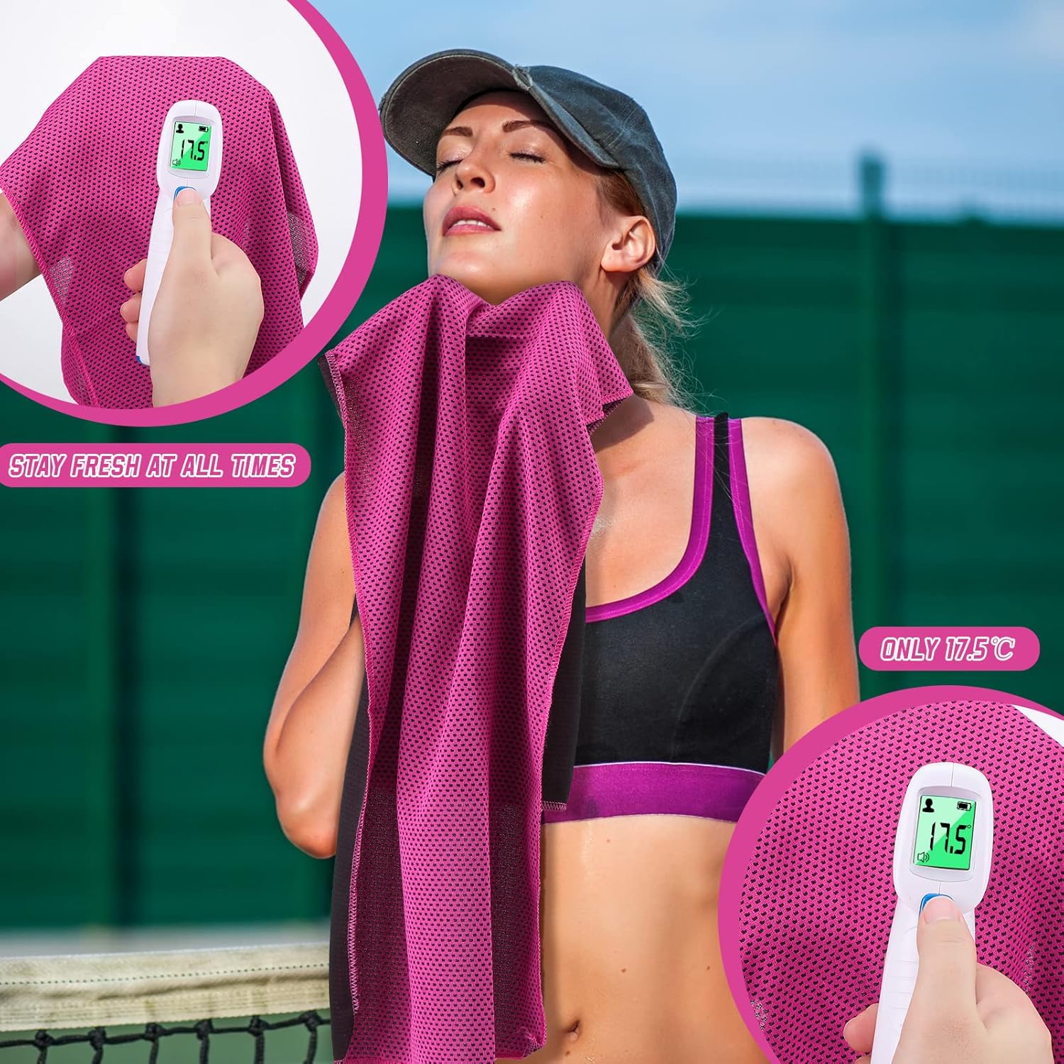 Bulk Pack of 120 Redbaker Cooling Towels for Neck and Face - Quick Dry Microfiber Ice Towels for Hot Weather Sports and Fitness