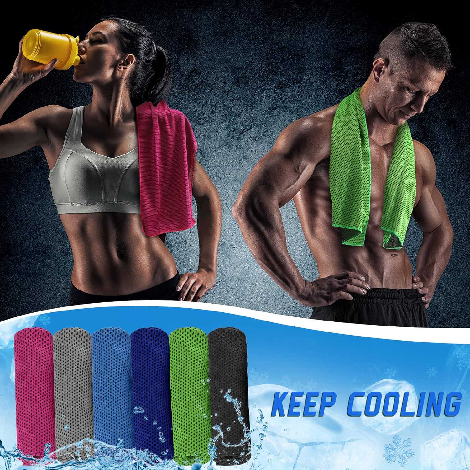 Bulk Pack of 120 Redbaker Cooling Towels for Neck and Face - Quick Dry Microfiber Ice Towels for Hot Weather Sports and Fitness