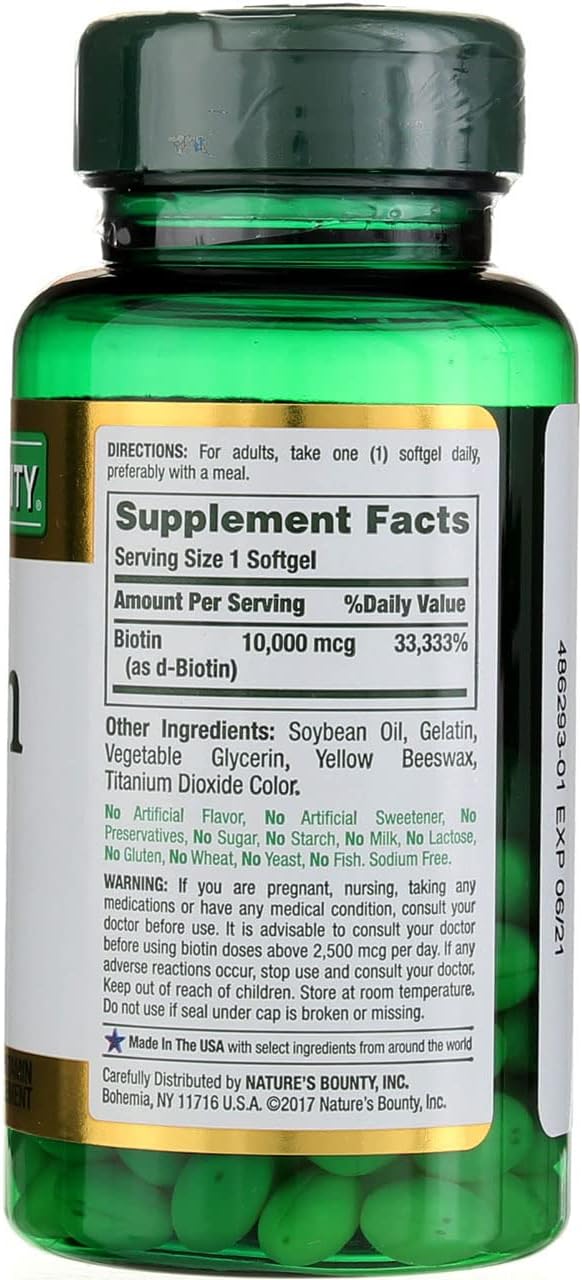 Bulk Pack of 144 Nature's Bounty Biotin 10,000 mcg Rapid Release Softgels