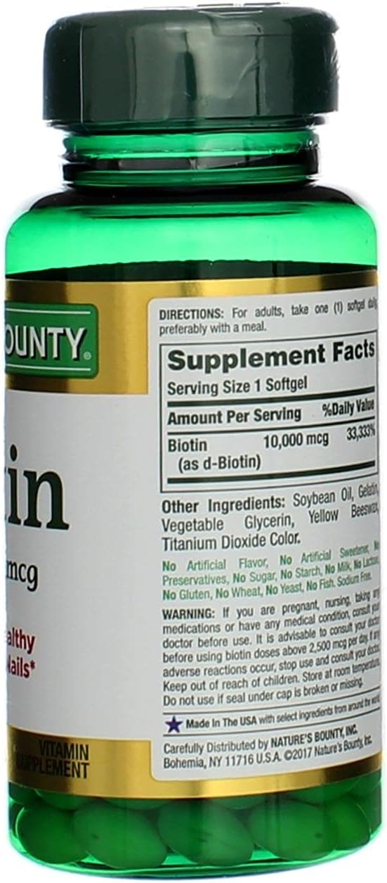 Bulk Pack of 144 Nature's Bounty Biotin 10,000 mcg Rapid Release Softgels