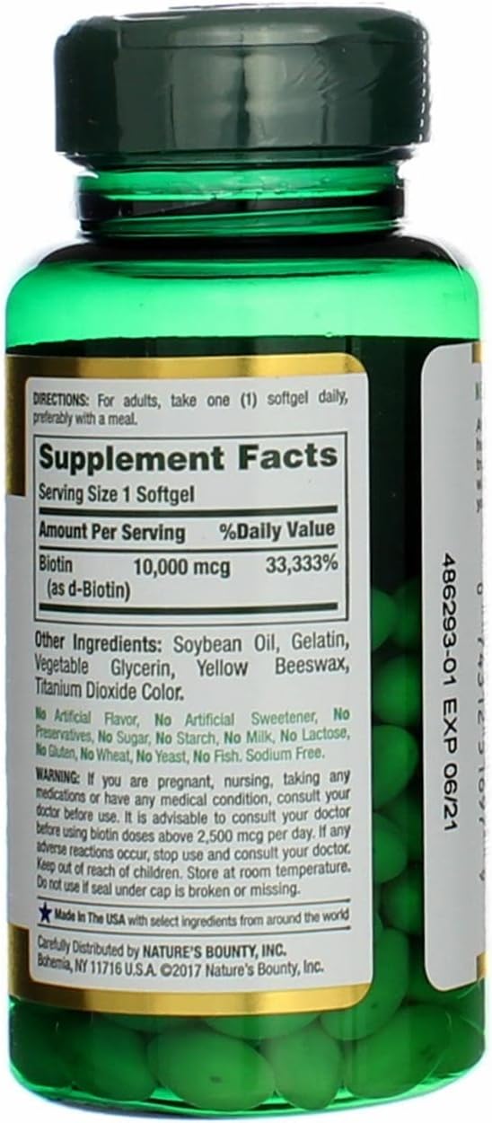 Bulk Pack of 144 Nature's Bounty Biotin 10,000 mcg Rapid Release Softgels