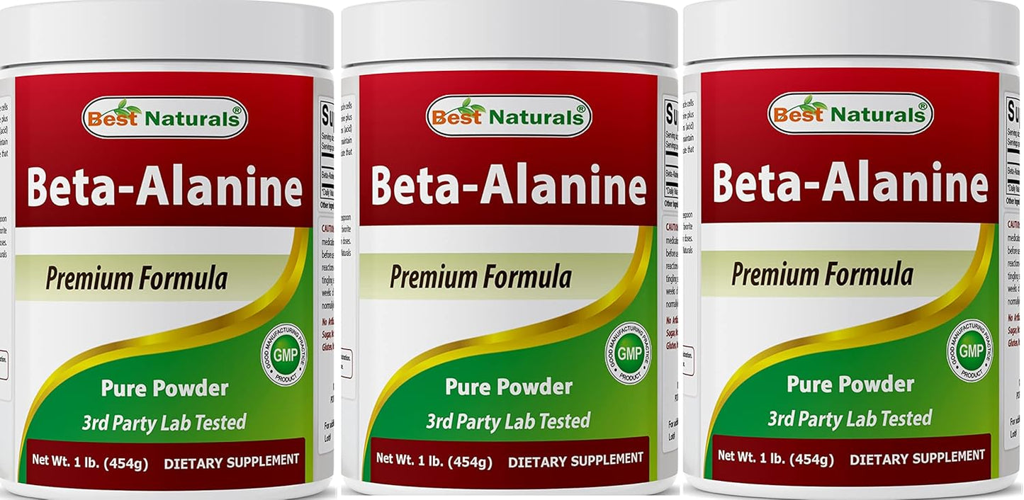 Bulk Pack of 3 - Best Naturals Beta Alanine Pure Powder 1 Pound Total