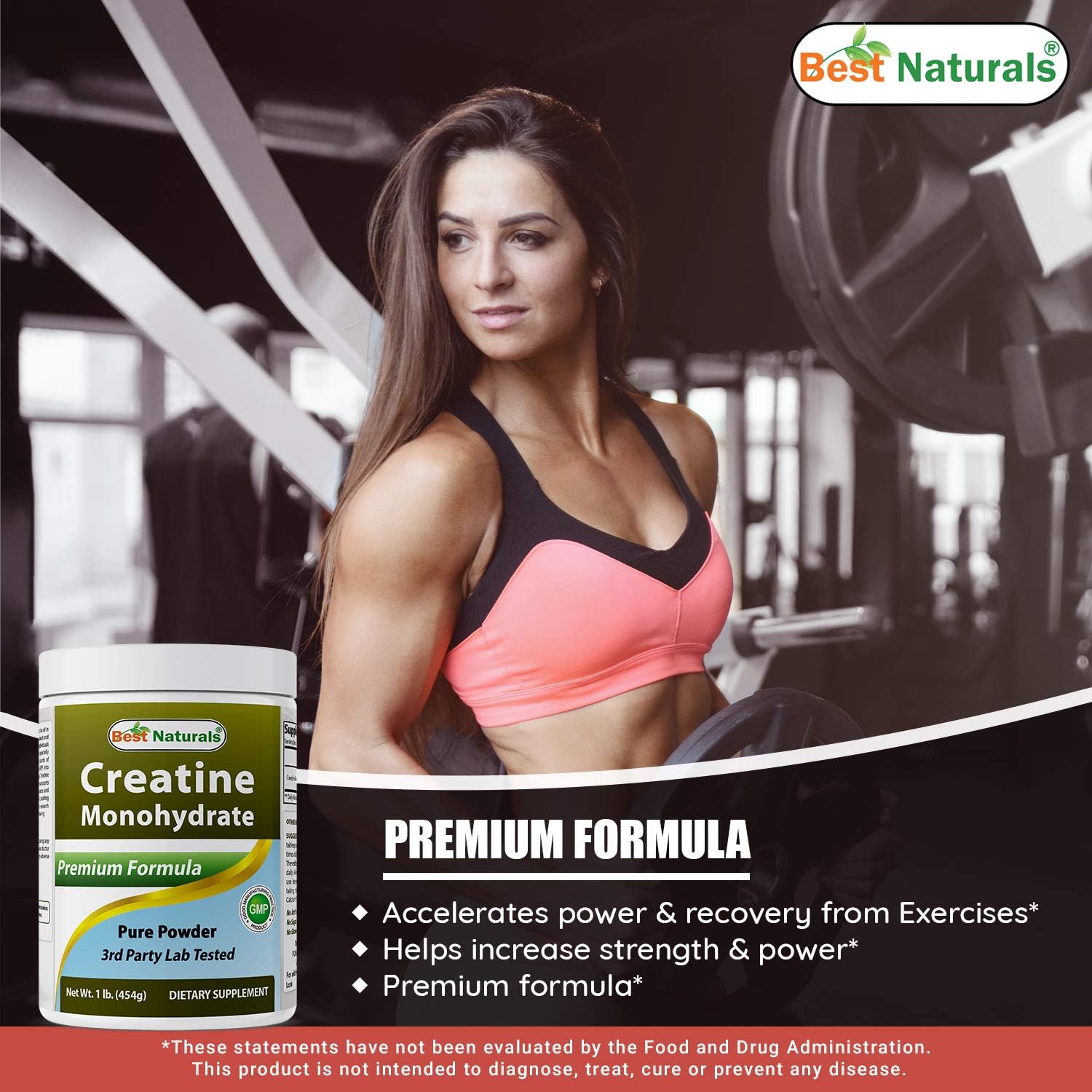 Bulk Pack of 3 Best Naturals Creatine Monohydrate 1 Lb Pure Powder for Muscle Growth and Performance Boost