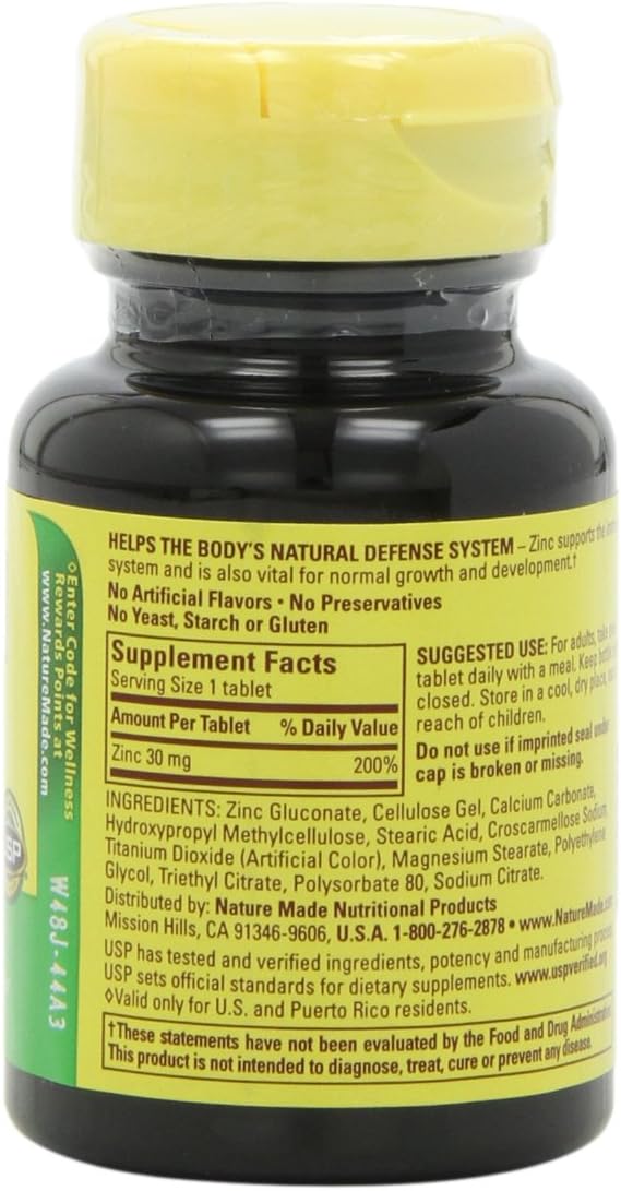 Bulk Pack of 600 Nature Made Zinc 30mg Tablets for Immune Support