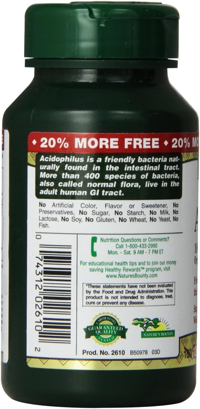 Bulk Pack of 600 Nature's Bounty Probiotic Acidophilus Tablets