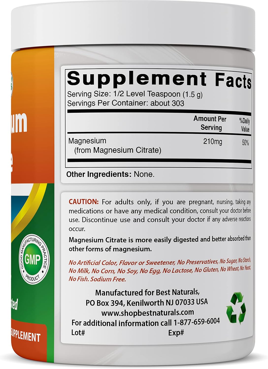 Bulk Pack of Best Naturals Magnesium Glycinate Powder - 3 Pounds Total