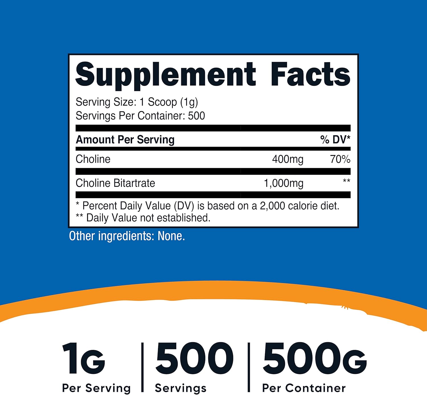 Bulk Pack of Nutricost Choline Bitartrate Powder - 1500G Total Weight, High-Quality Supplement