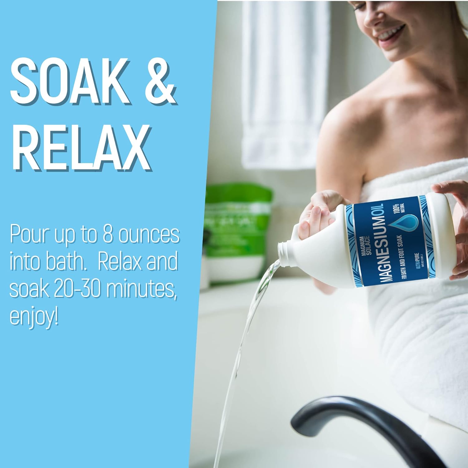 Bulk Size 64 oz Magnum Solace Pure Magnesium Oil, Perfect for Bath Flakes or Refilling Spray