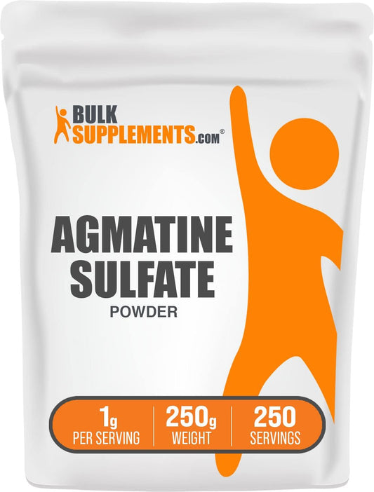 BulkSupplements Agmatine Sulfate Powder 250g - Nitric Oxide Booster, 1000mg per Serving, Unflavored, Gluten Free - 8.8 oz Jar - BoostGo Australia