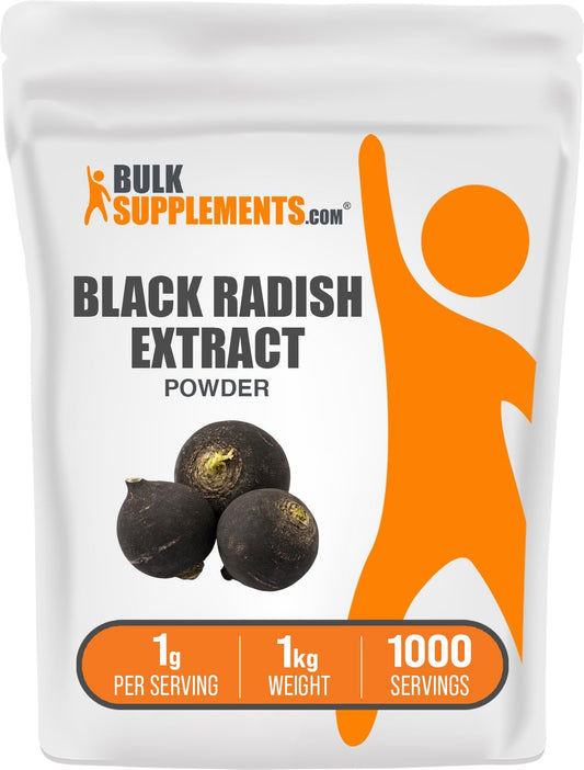 BulkSupplements Black Radish Extract Powder - Herbal Supplement, 1000mg per Serving - Gluten Free Black Radish Root Powder - 1kg (2.2 lbs) Pack